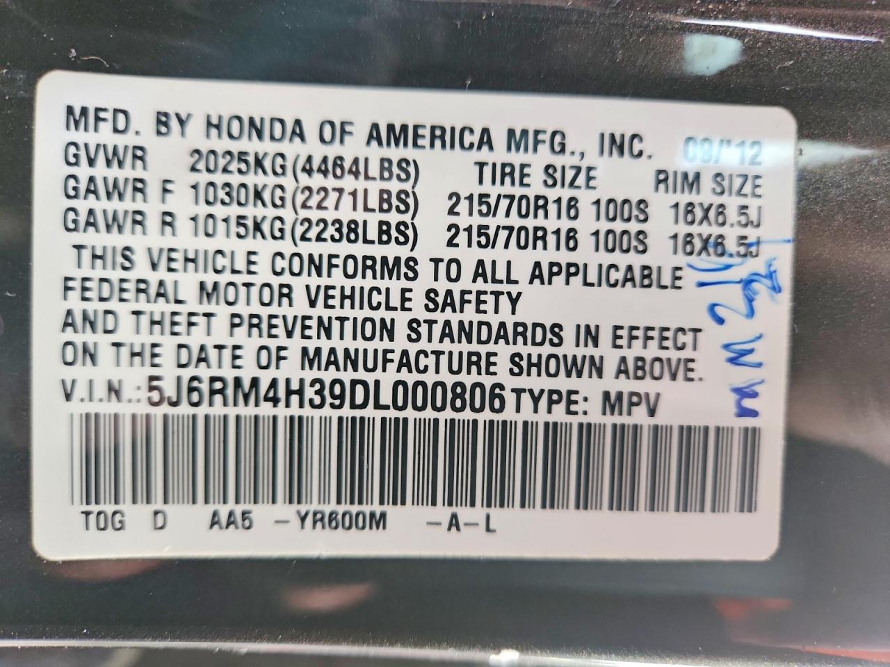 2013 HONDA CR-V LX photo 14