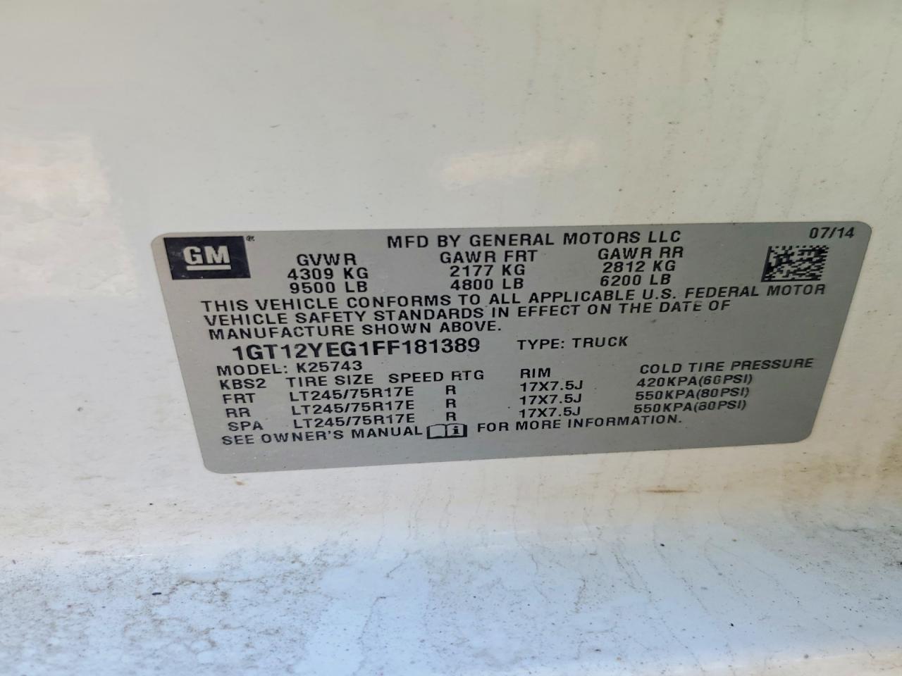 2015 GMC SIERRA K2500 SLE photo 12