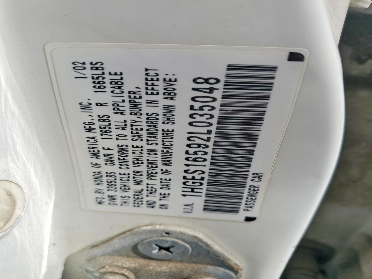 2002 HONDA CIVIC LX photo 12