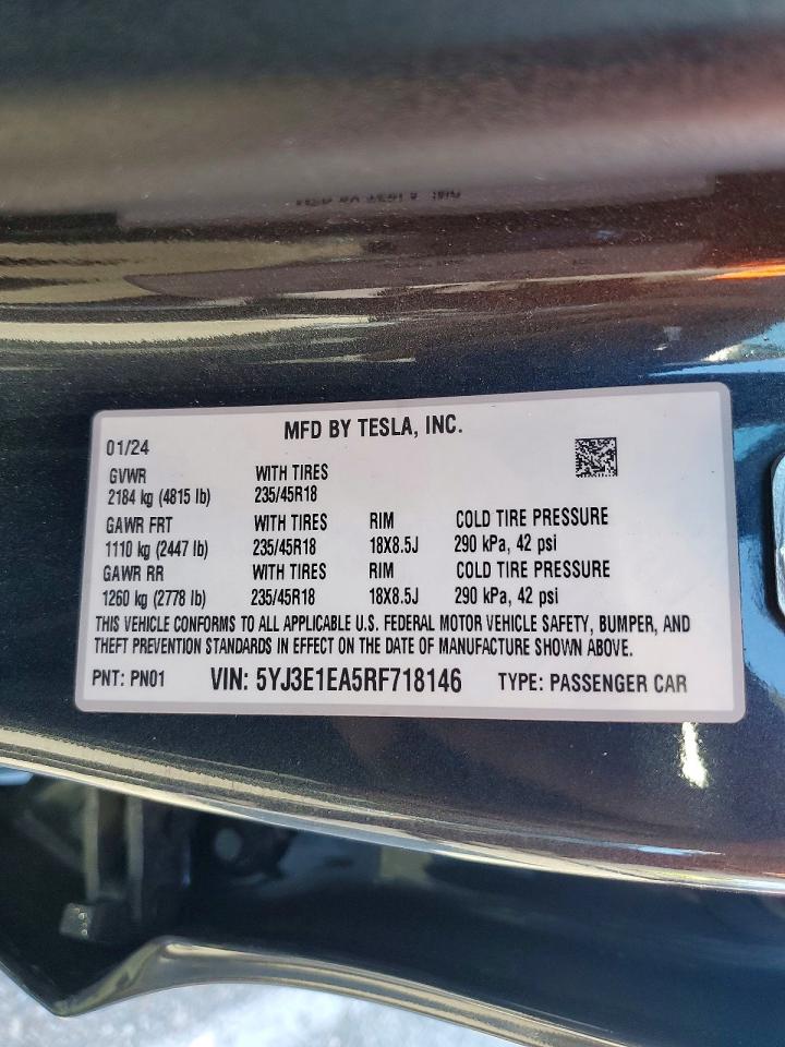 2024 TESLA MODEL 3 photo 23