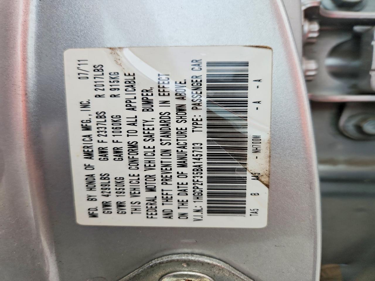 2011 HONDA ACCORD LX photo 25