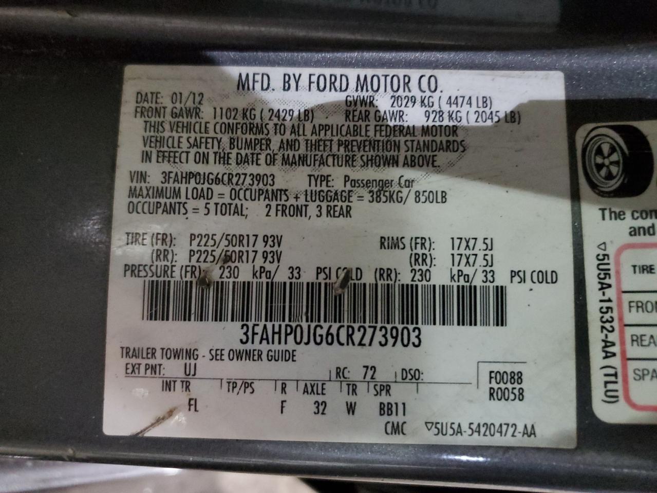 2012 FORD FUSION SEL photo 23