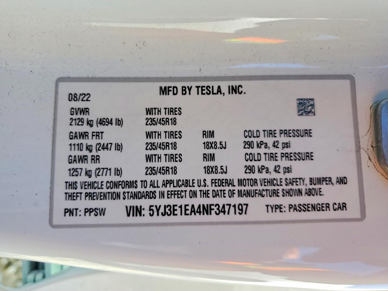 2022 TESLA MODEL 3 photo 27