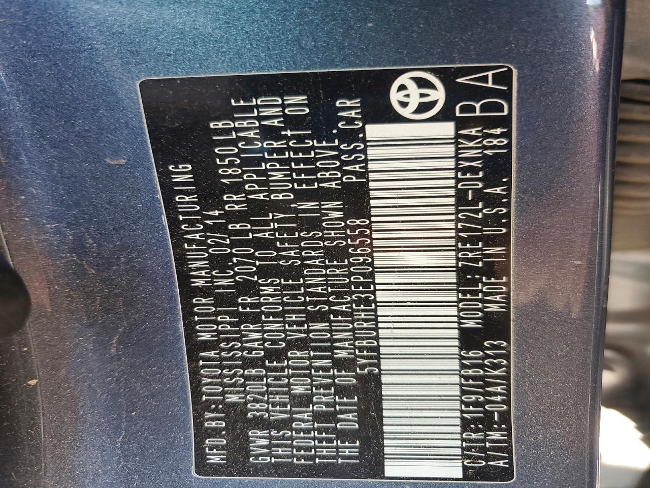 2014 TOYOTA COROLLA L photo 23