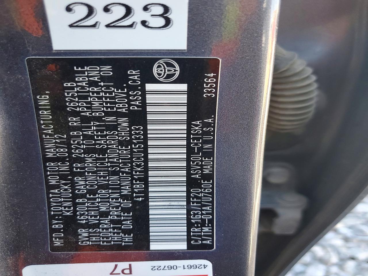 2012 TOYOTA CAMRY SE photo 23