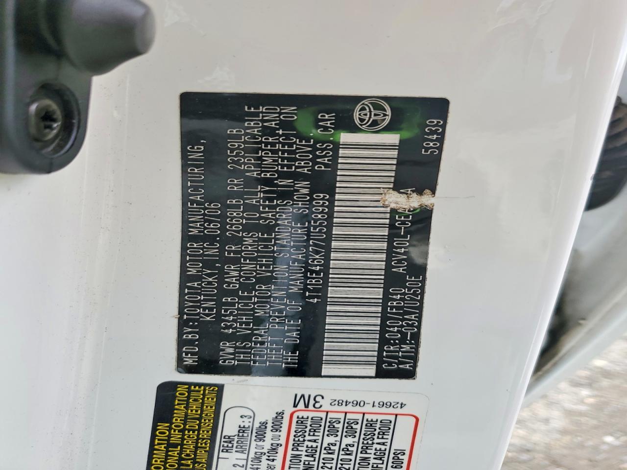 2007 TOYOTA CAMRY LE photo 23