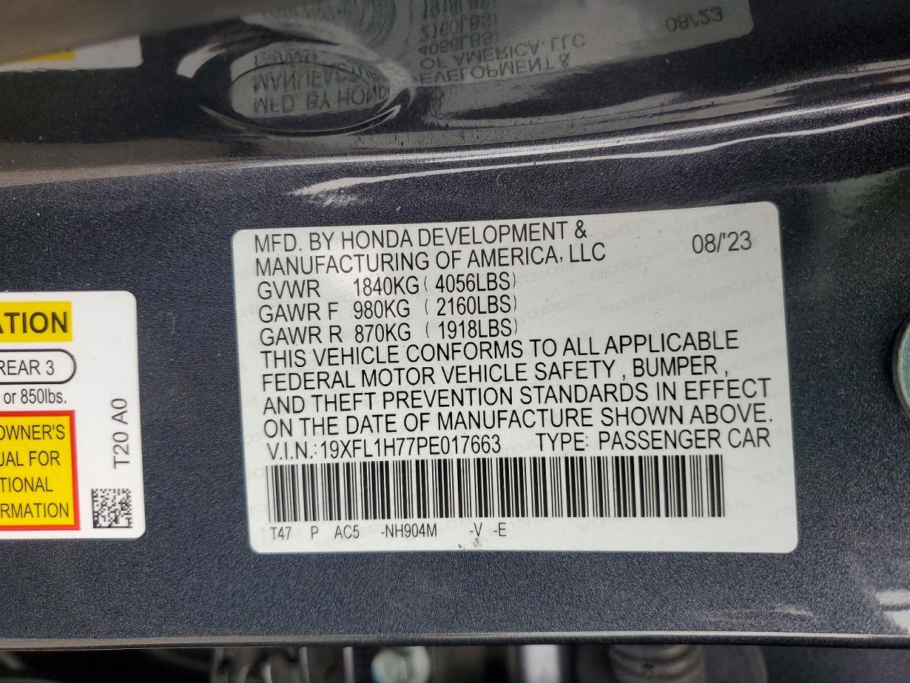 2023 HONDA CIVIC EXL photo 23