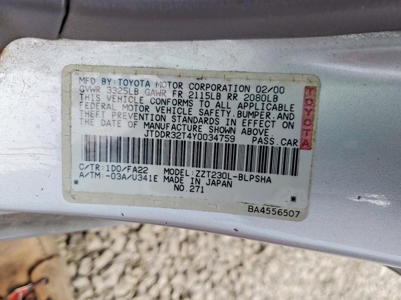 2000 TOYOTA CELICA GT photo 12