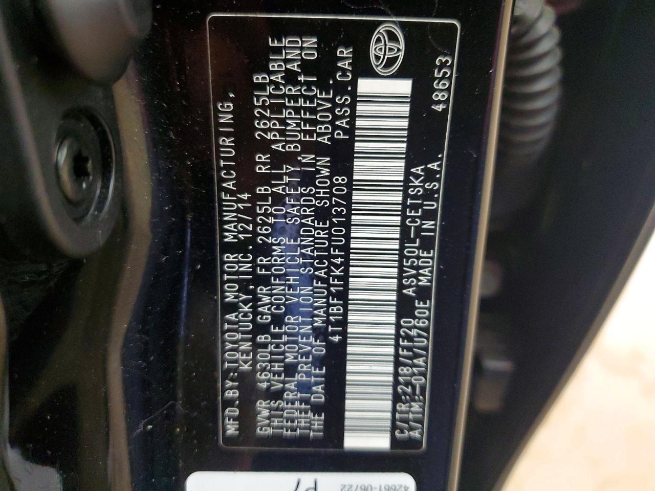 2015 TOYOTA CAMRY SE photo 12