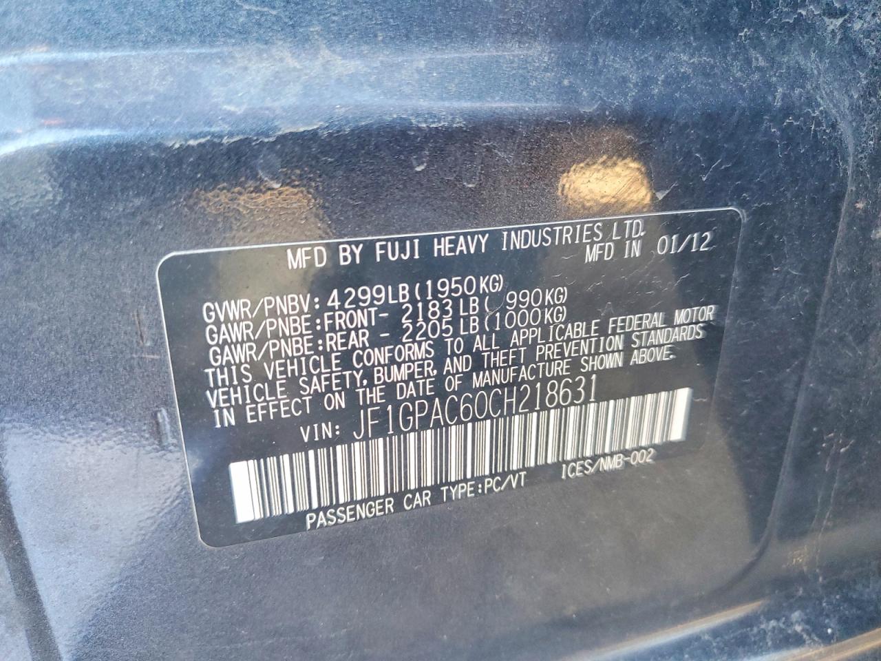 2012 SUBARU IMPREZA PREMIUM photo 12