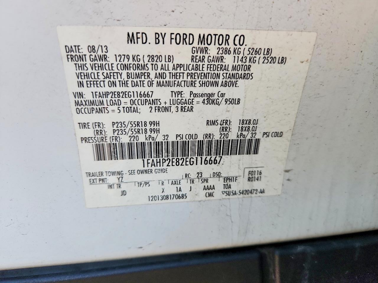 2014 FORD TAURUS SEL photo 13