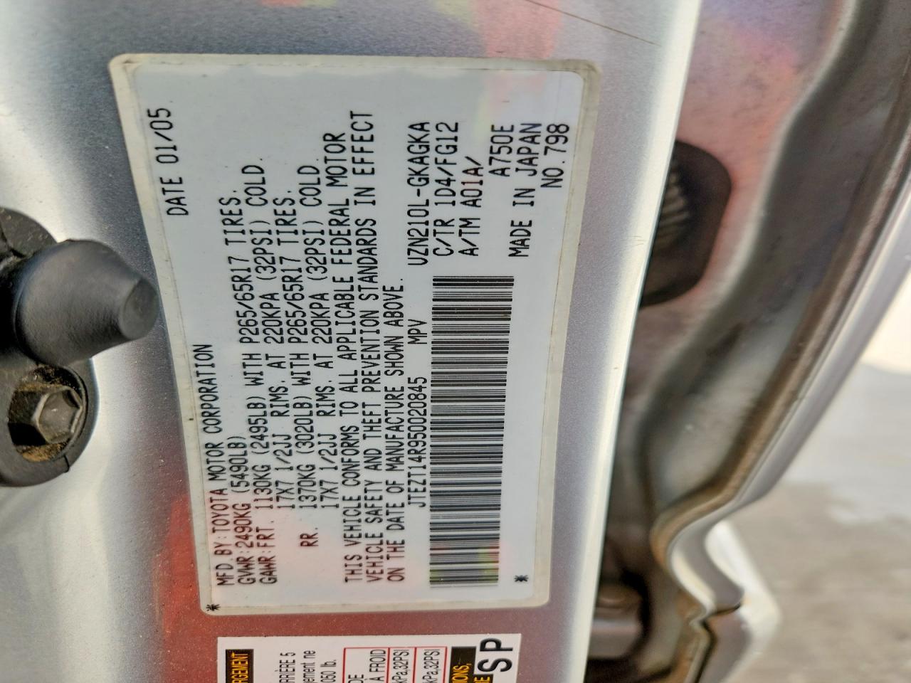 2005 TOYOTA 4RUNNER SR5 photo 13