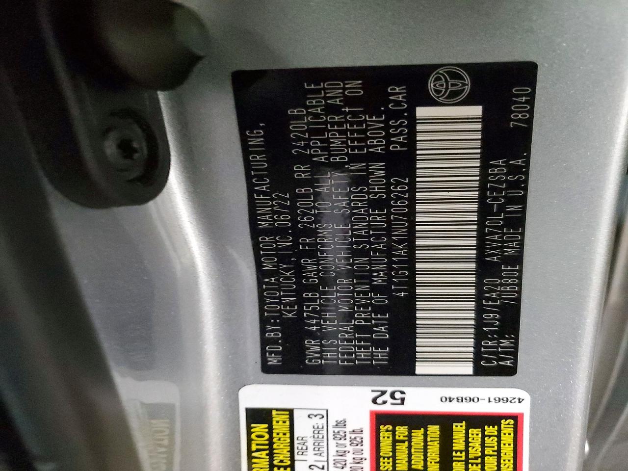 2022 TOYOTA CAMRY SE photo 23