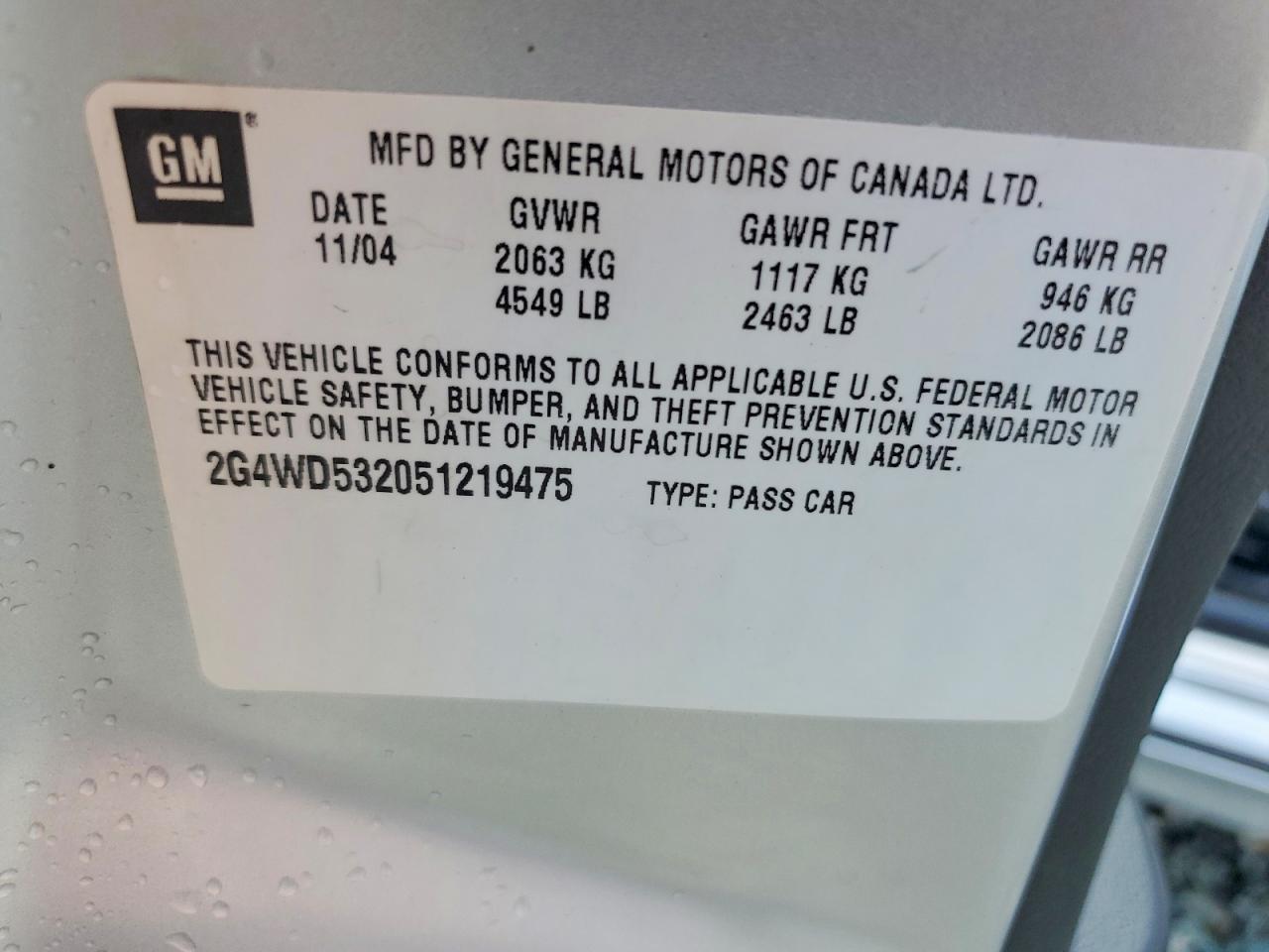 2005 BUICK LACROSSE CXL photo 12