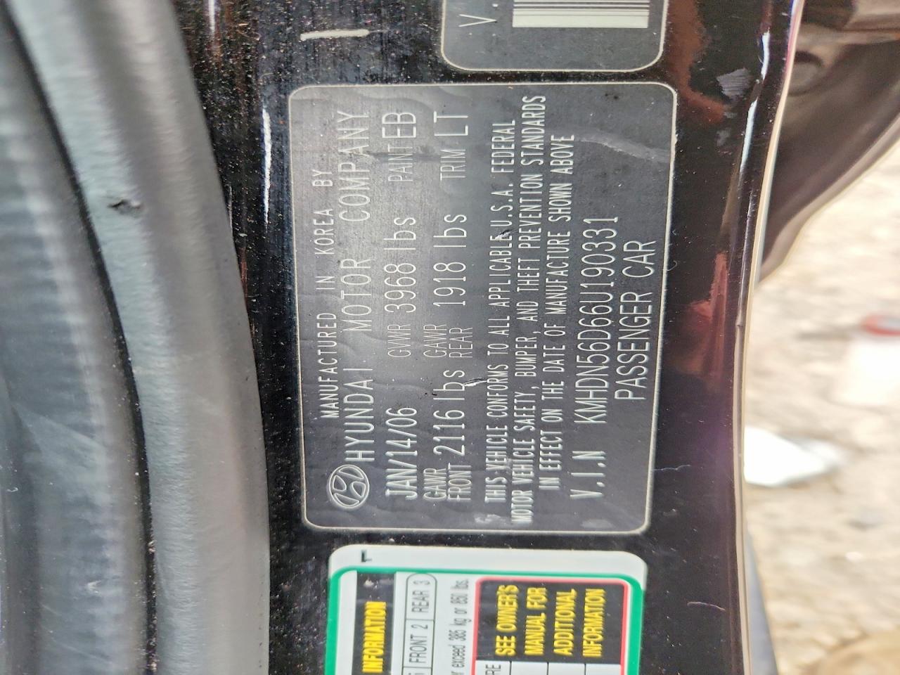2006 HYUNDAI ELANTRA GLS photo 23