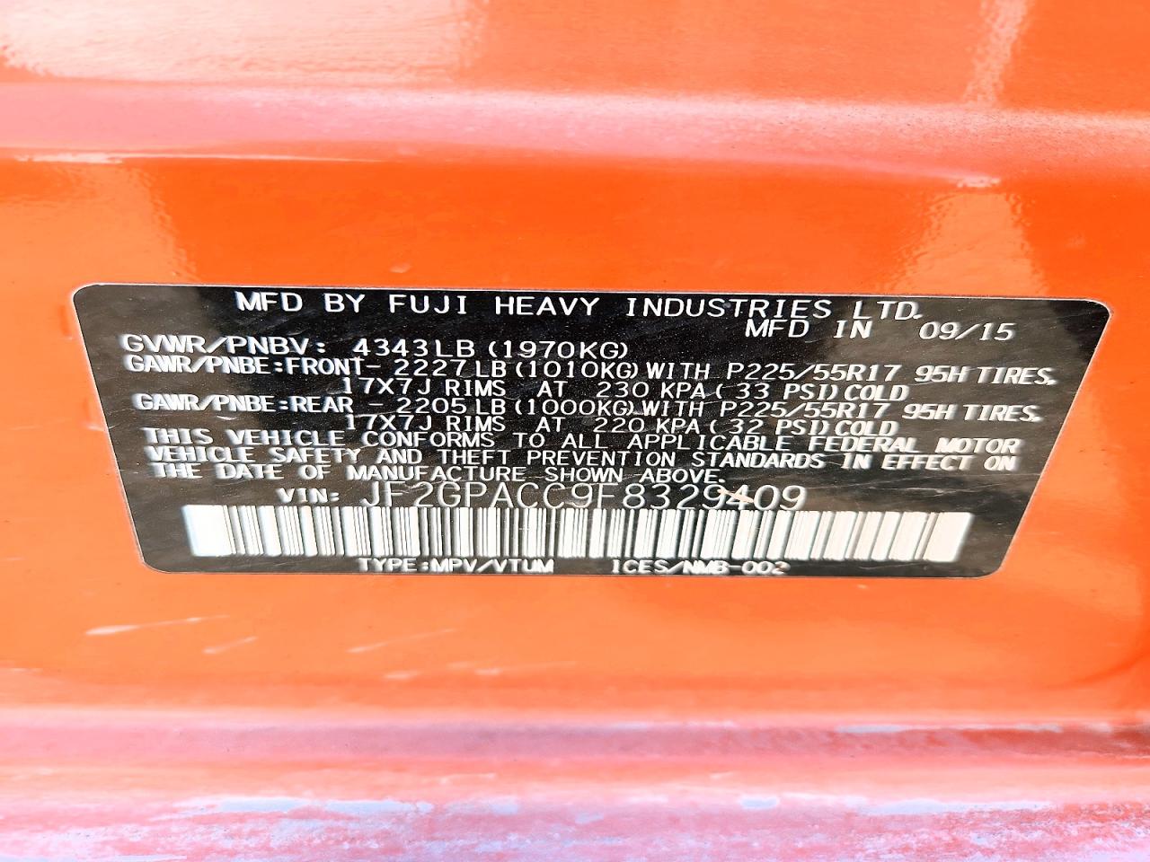 2015 SUBARU XV CROSSTREK 2.0 PREMIUM photo 12