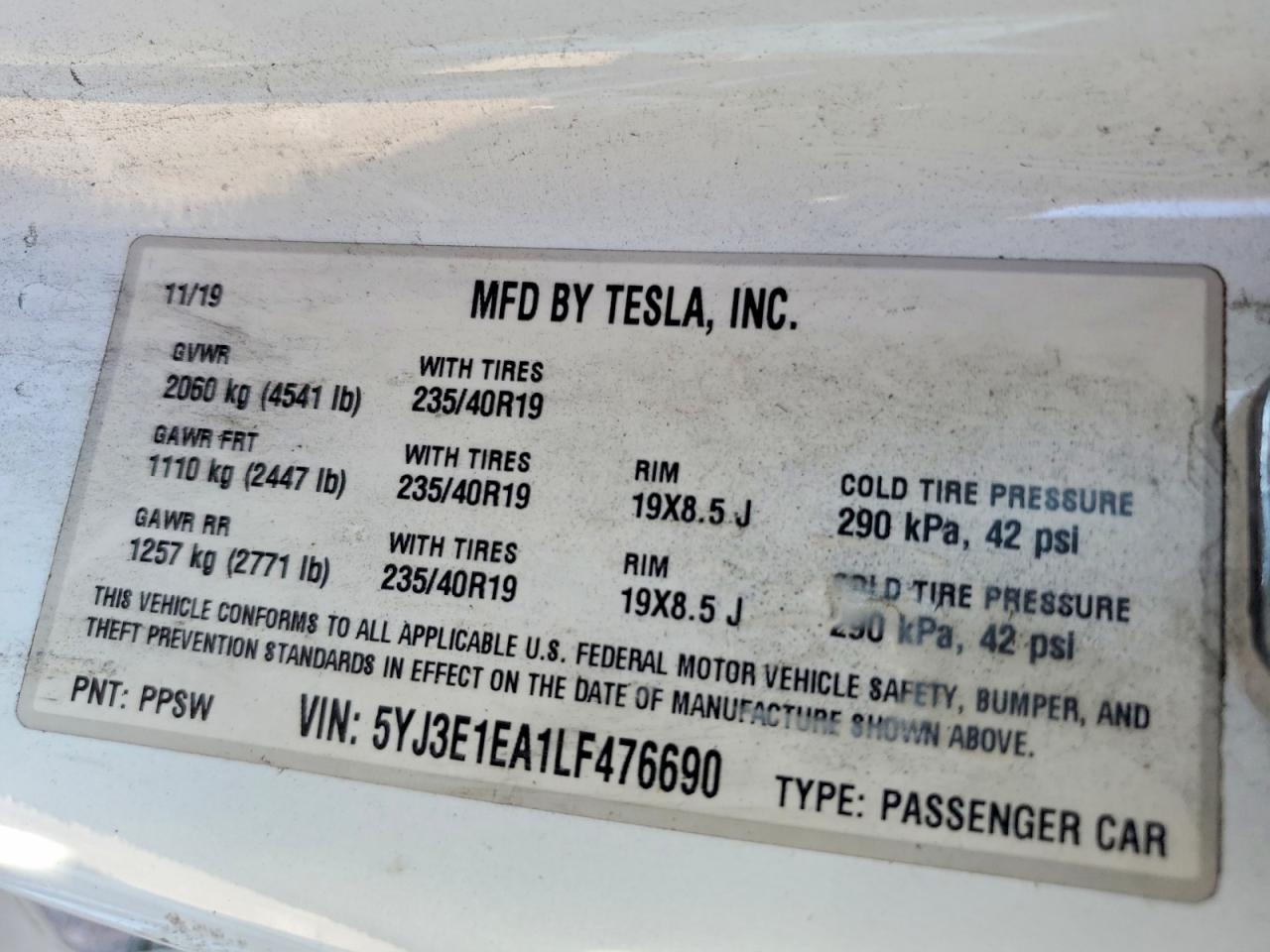 2020 TESLA MODEL 3 photo 25