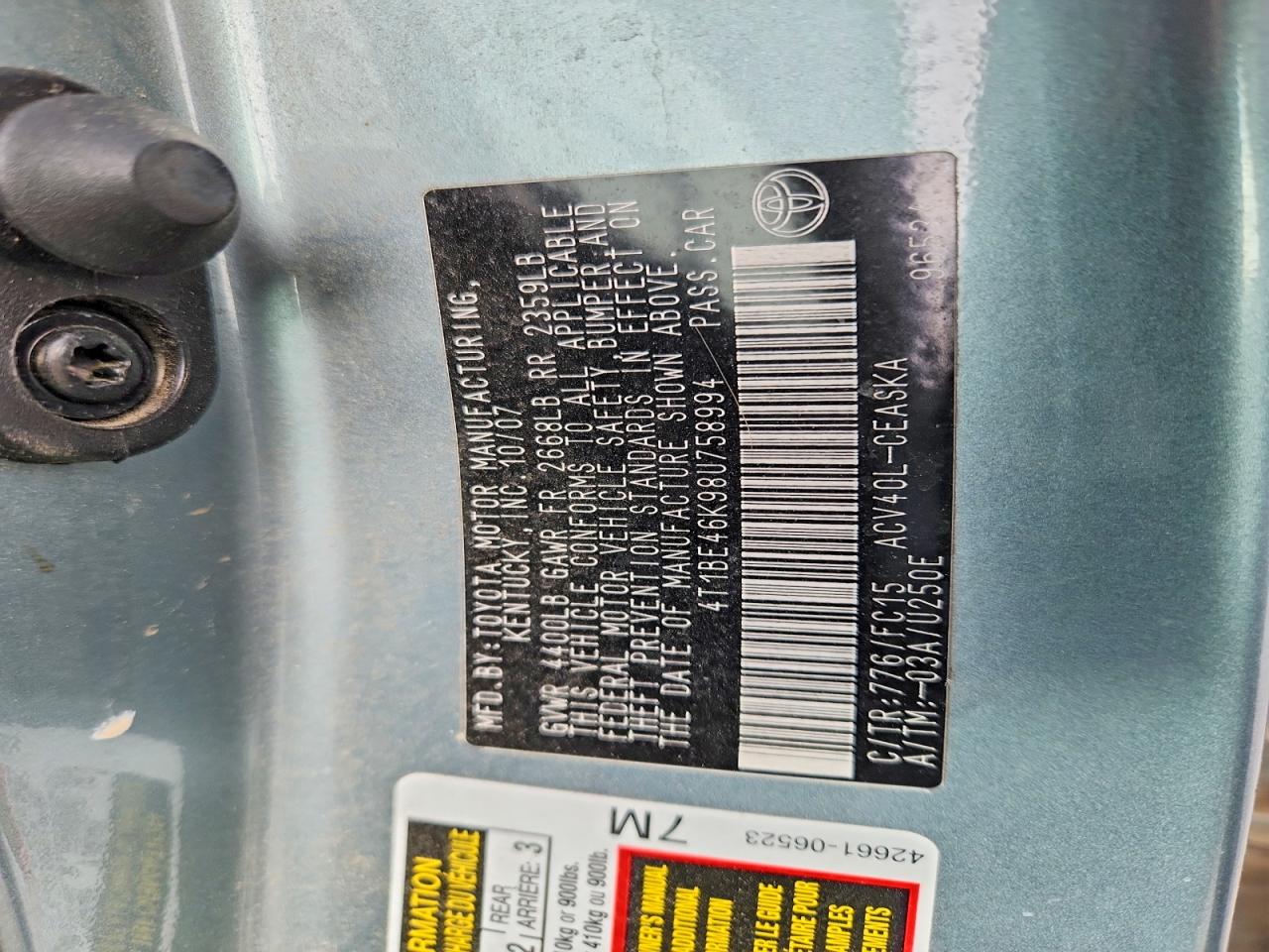2008 TOYOTA CAMRY SE photo 12