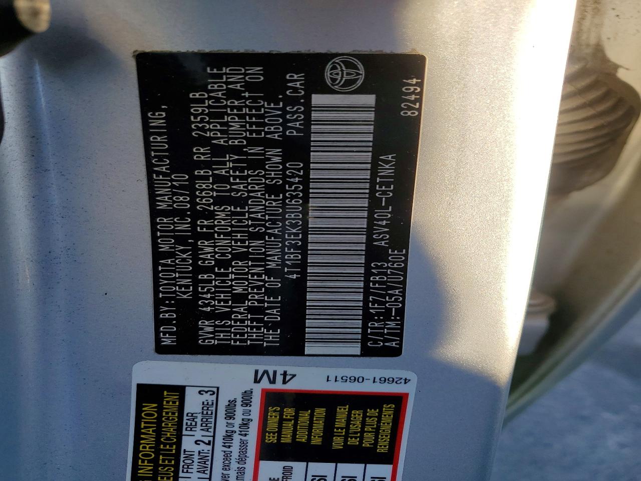 2011 TOYOTA CAMRY LE photo 23