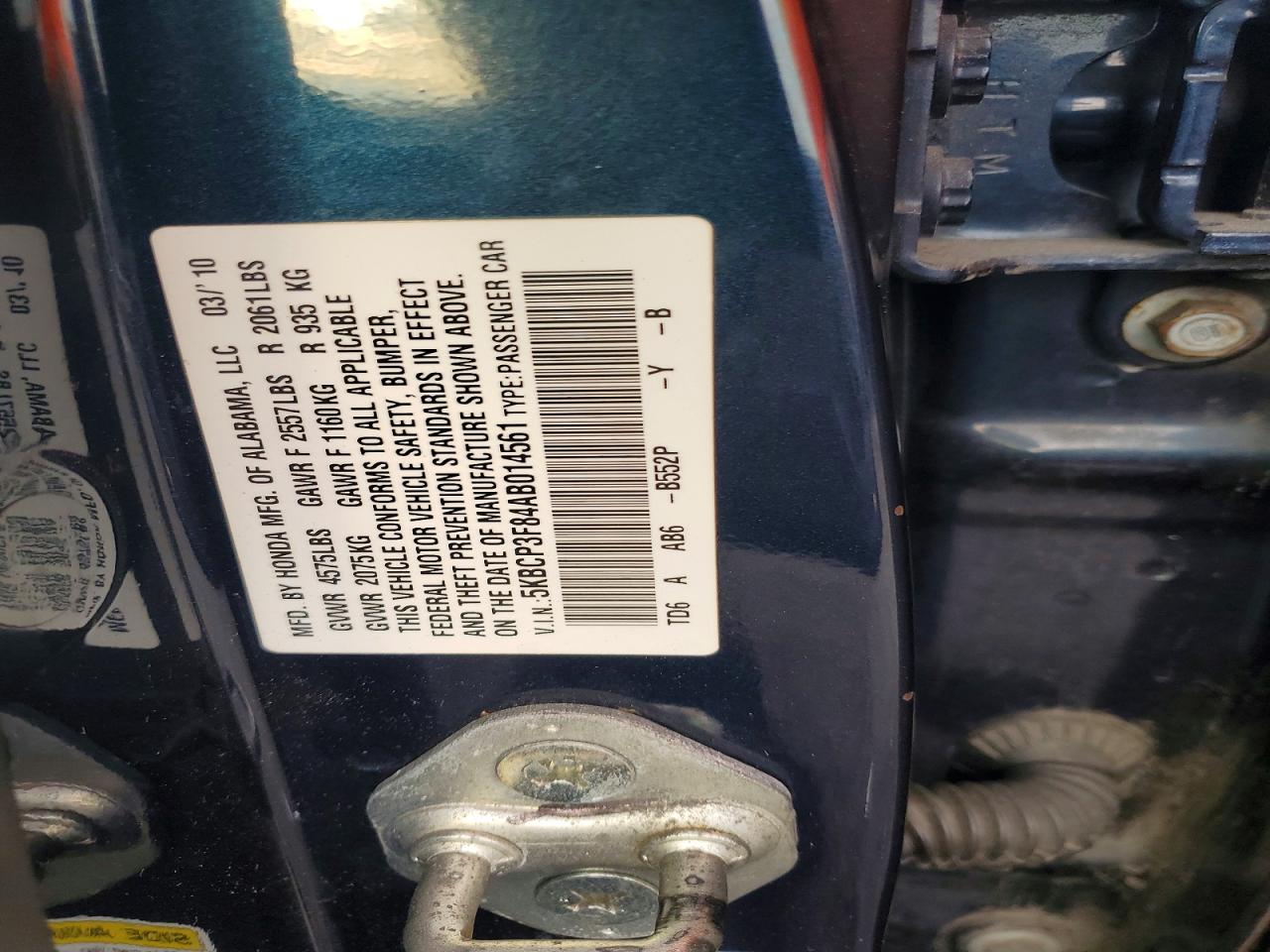 2010 HONDA ACCORD EXL photo 12