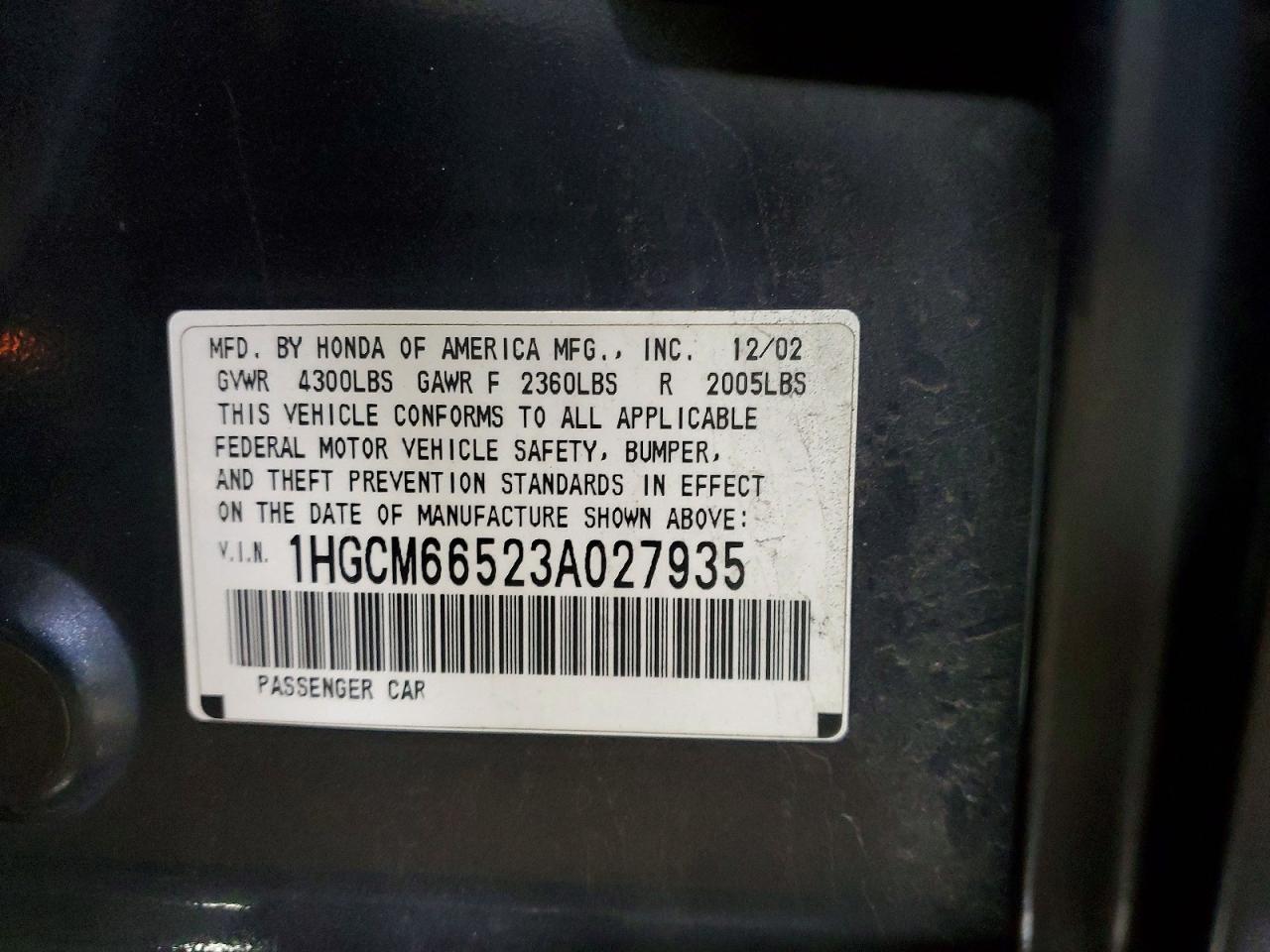 2003 HONDA ACCORD EX photo 23
