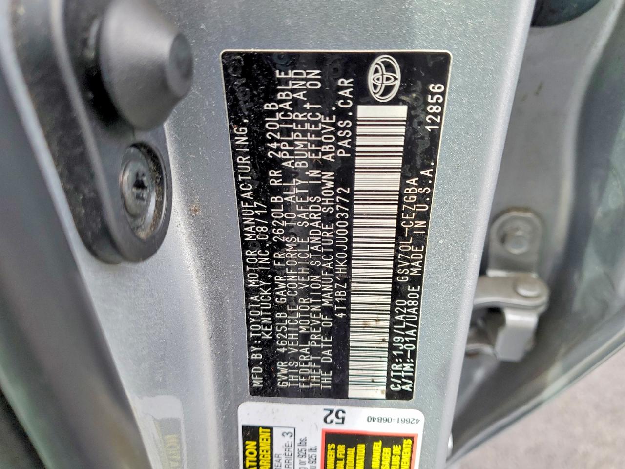 2018 TOYOTA CAMRY XLE V6 photo 23