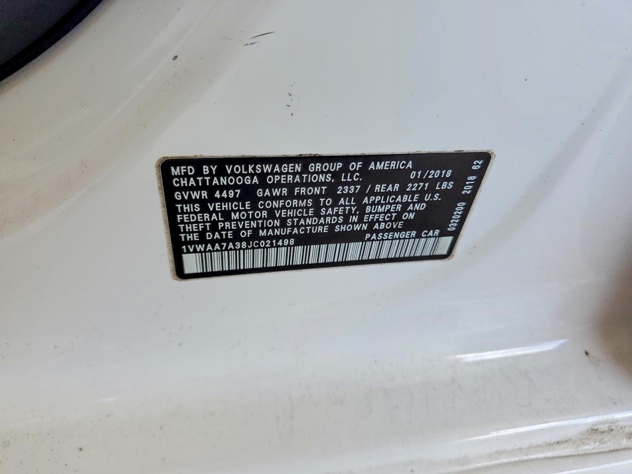 2018 VOLKSWAGEN PASSAT S photo 12