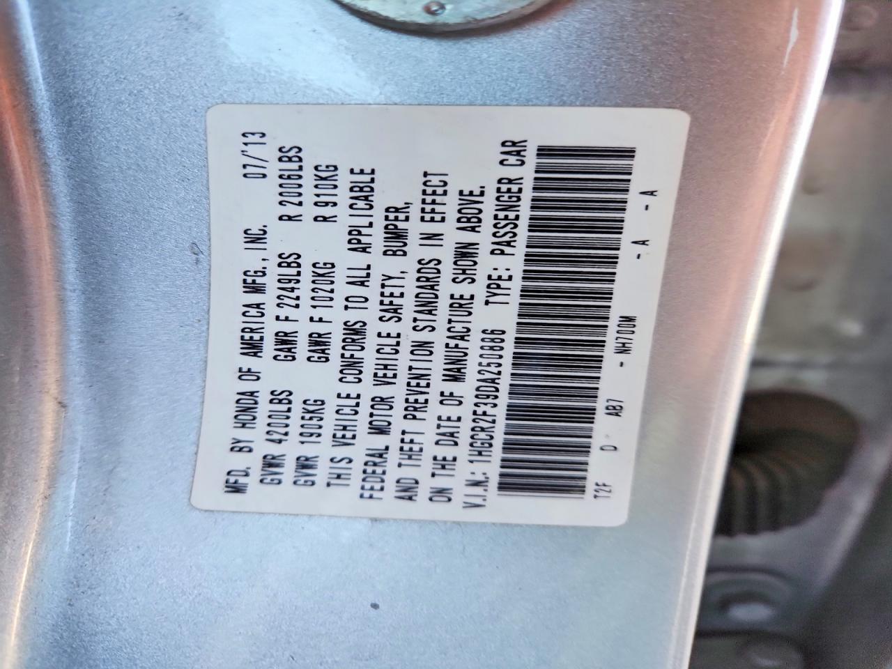 2013 HONDA ACCORD LX photo 12