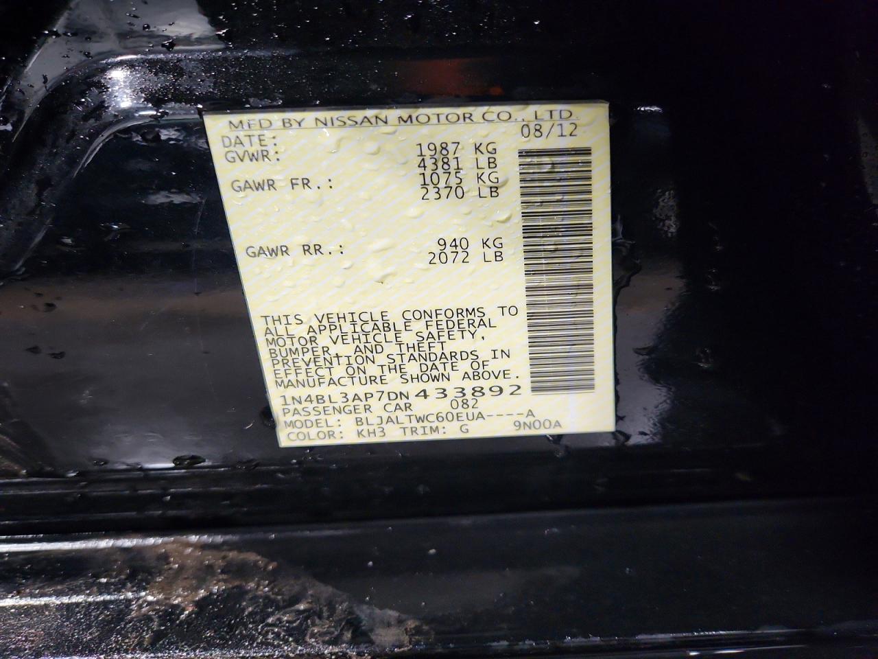 2013 NISSAN ALTIMA 3.5 S photo 12
