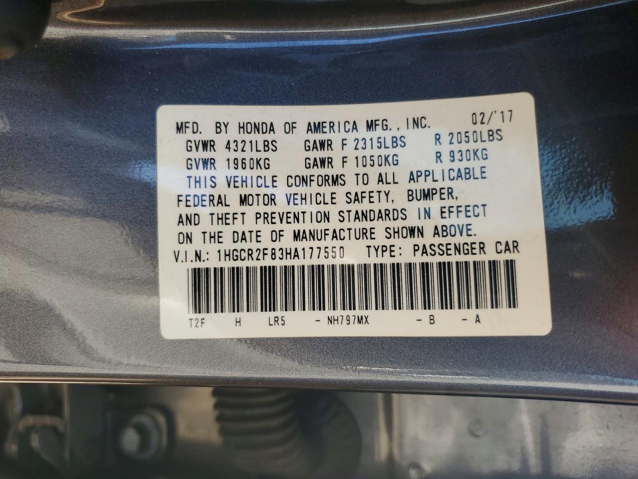 2017 HONDA ACCORD EXL photo 12