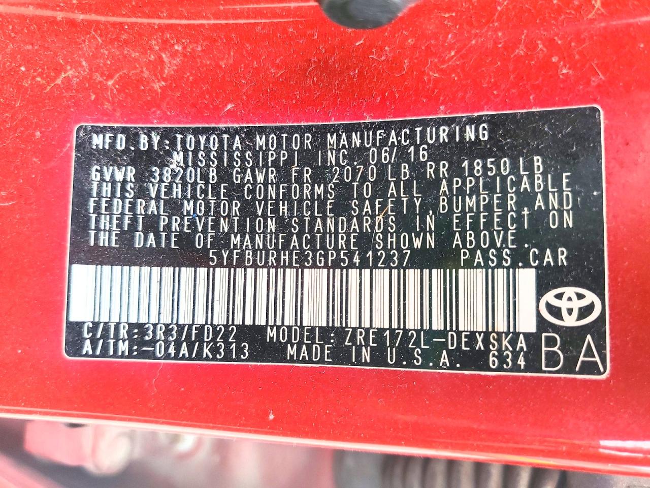 2016 TOYOTA COROLLA S PLUS photo 23