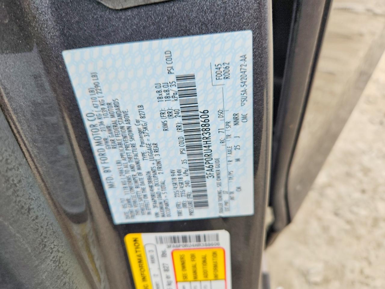 2017 FORD FUSION TITANIUM HEV photo 34