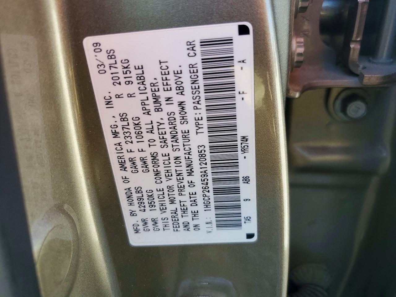 2009 HONDA ACCORD LXP photo 23