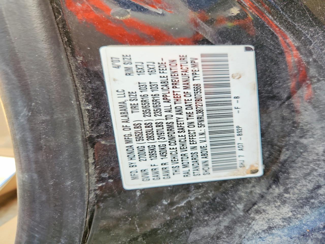 2007 HONDA ODYSSEY EXL photo 40