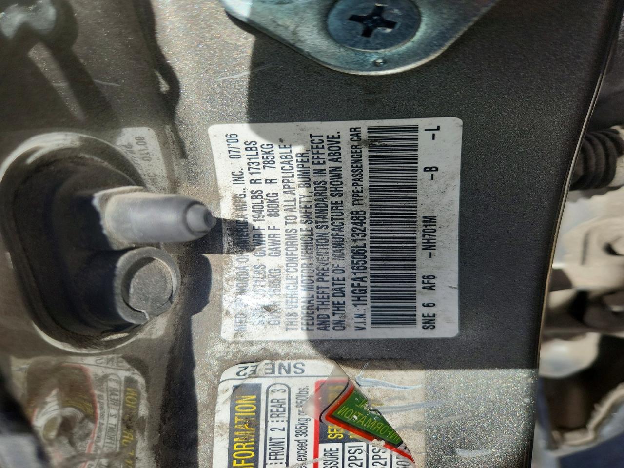 2006 HONDA CIVIC LX photo 37
