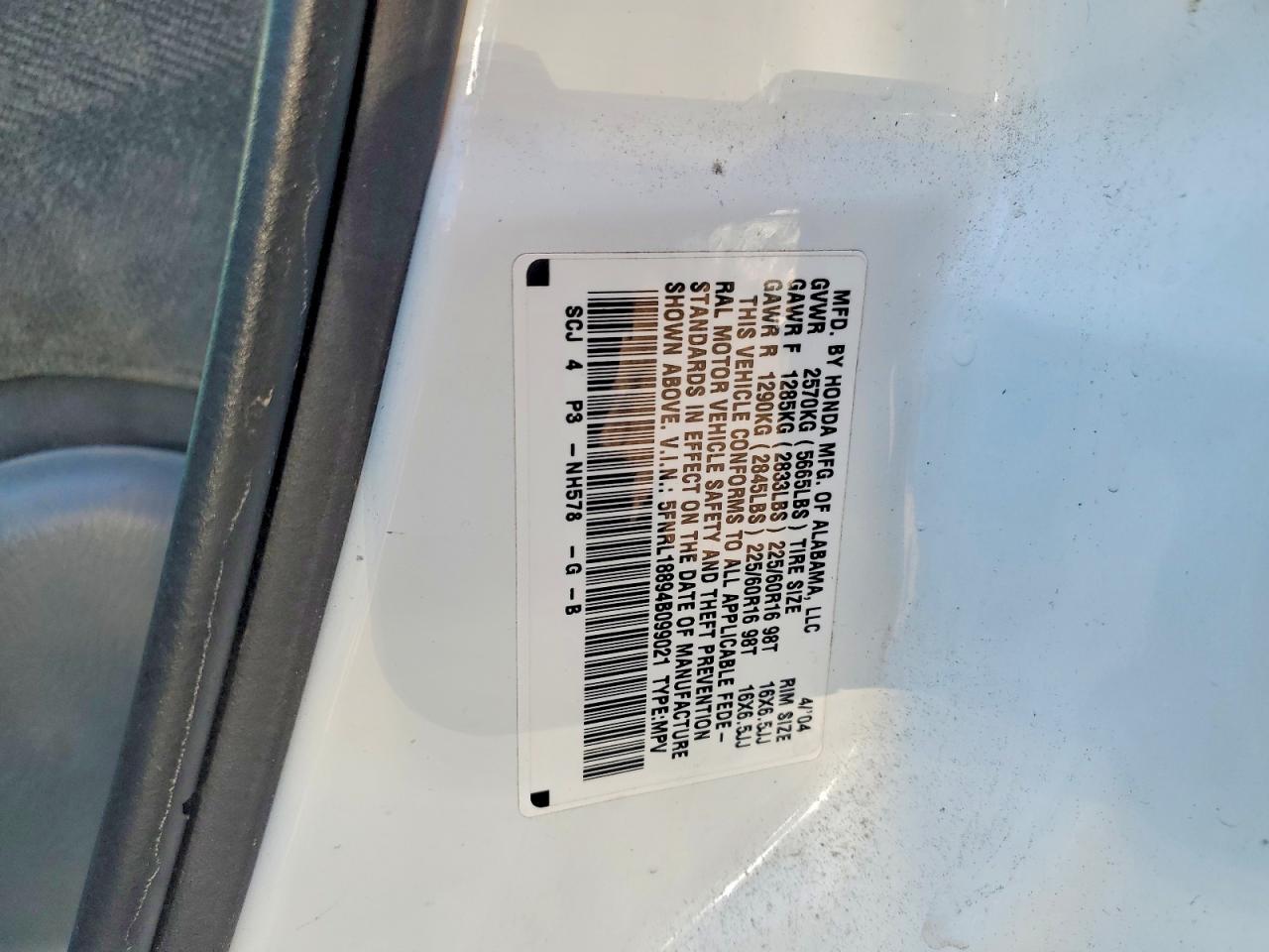 2004 HONDA ODYSSEY EX photo 13