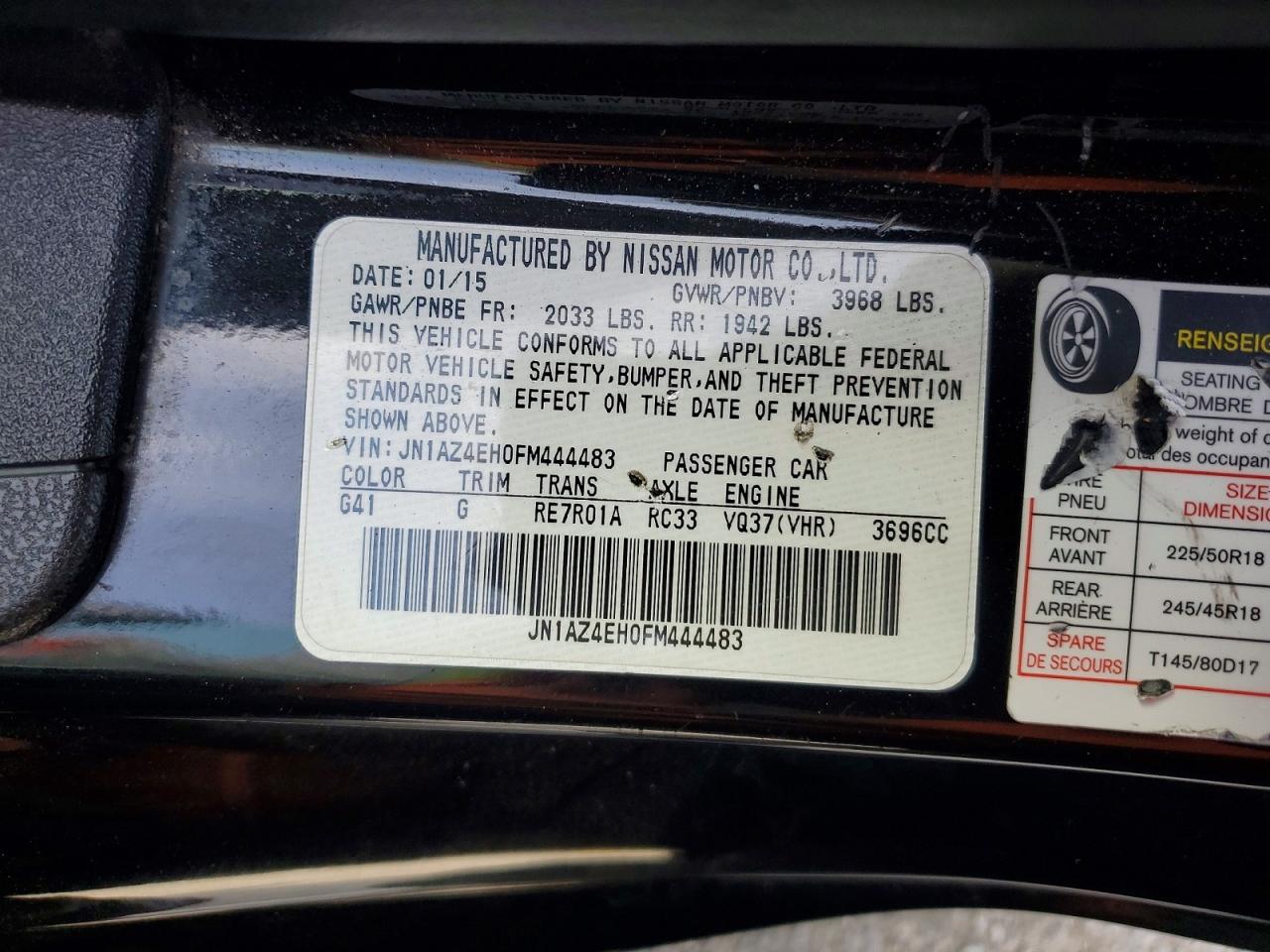 2015 NISSAN 370Z BASE photo 12