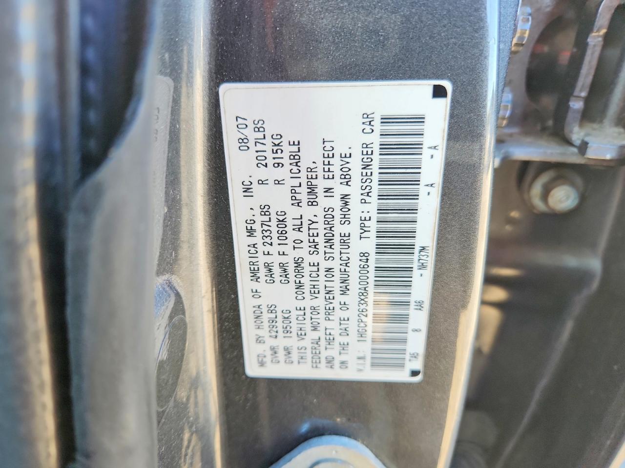 2008 HONDA ACCORD LX photo 12