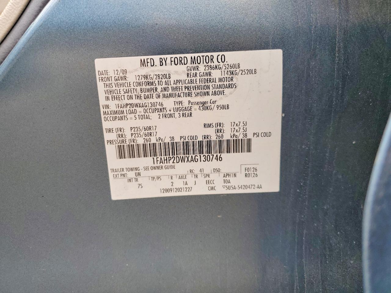2010 FORD TAURUS SE photo 23