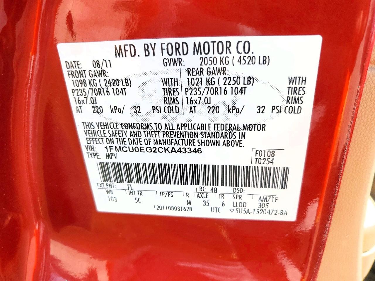 2012 FORD ESCAPE LIMITED photo 25