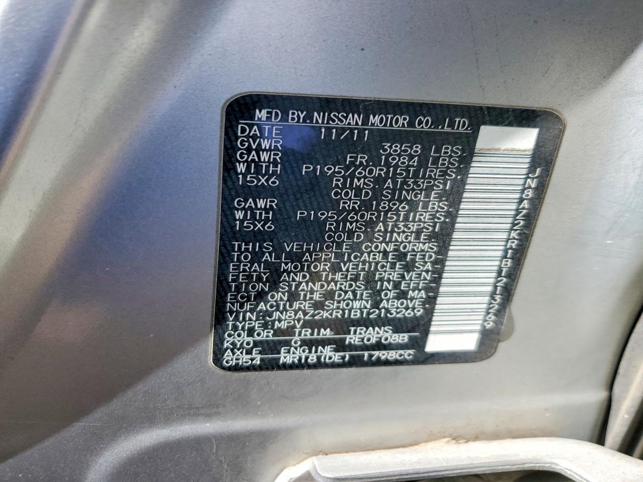 2011 NISSAN CUBE 1.8 photo 12