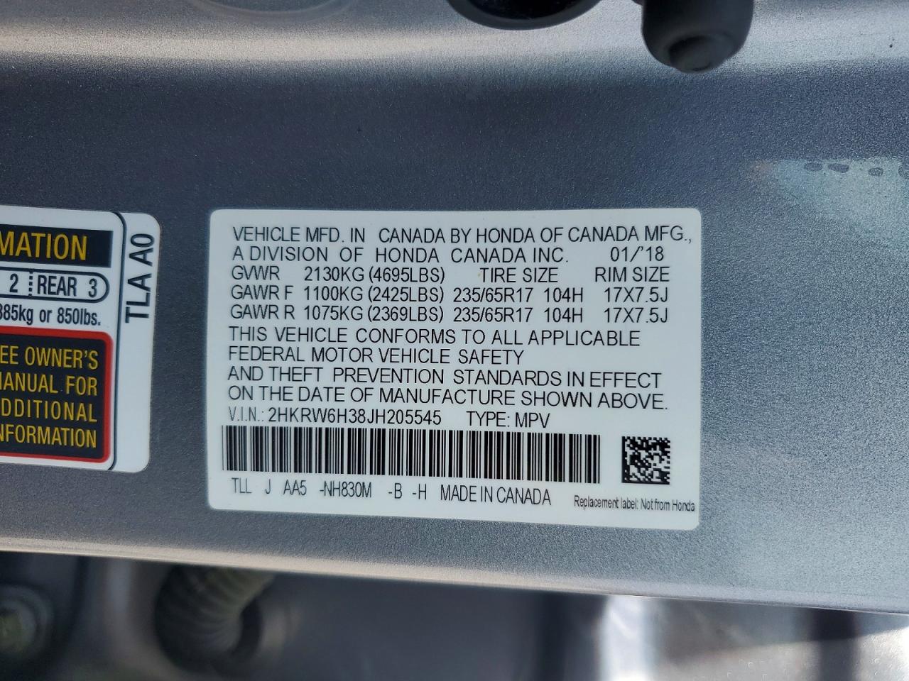2018 HONDA CR-V LX photo 25