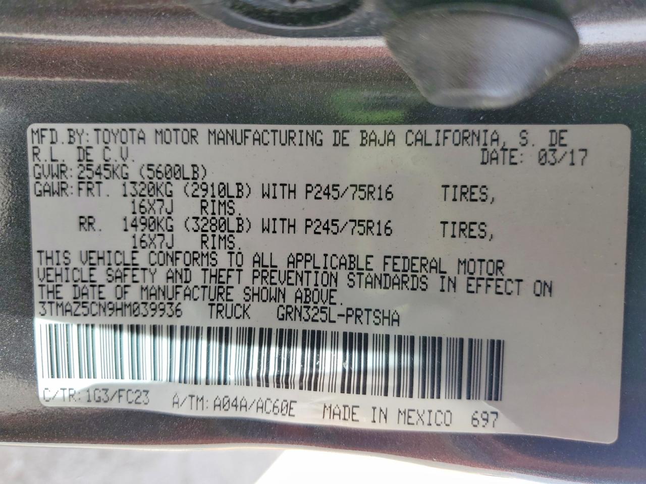 2017 TOYOTA TACOMA SR5 V6 photo 13
