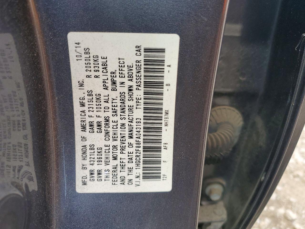 2015 HONDA ACCORD EXL photo 12