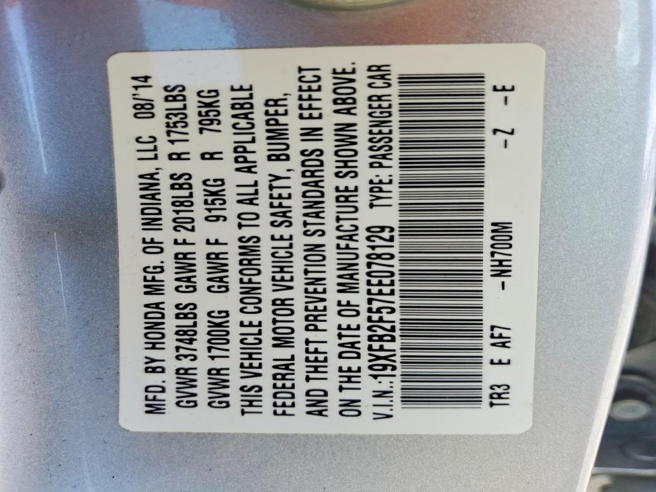 2014 HONDA CIVIC LX photo 12