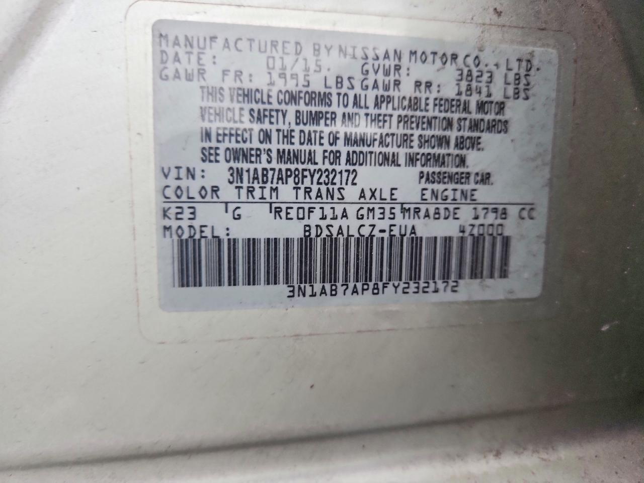 2015 NISSAN SENTRA S photo 23