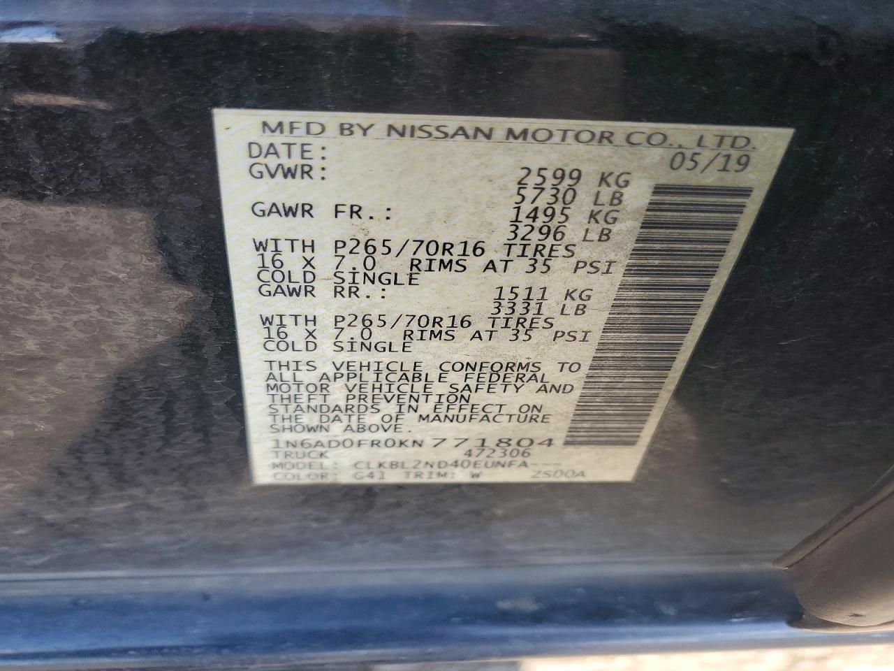 2019 NISSAN FRONTIER SV photo 23