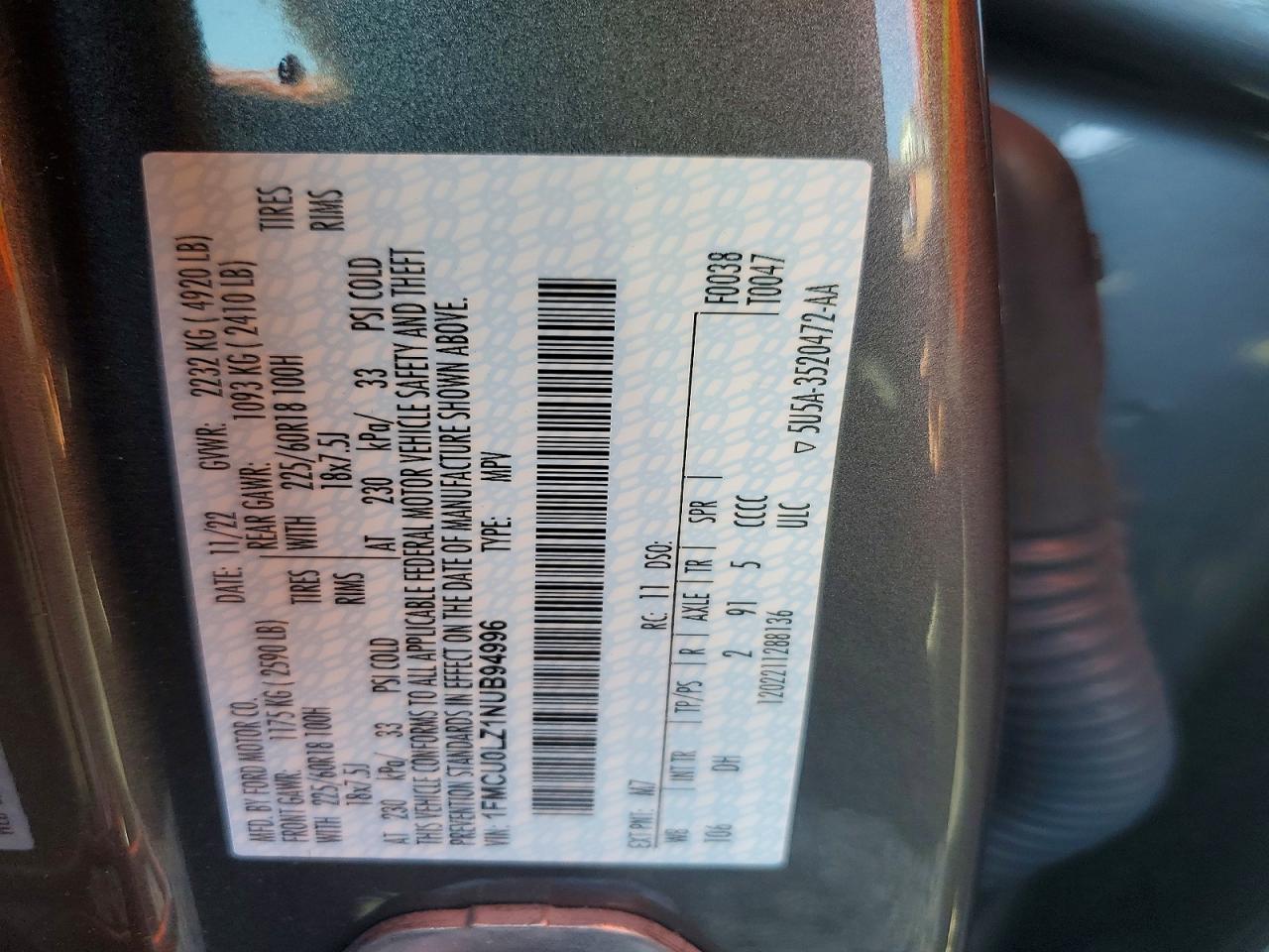 2022 FORD ESCAPE TITANIUM photo 13