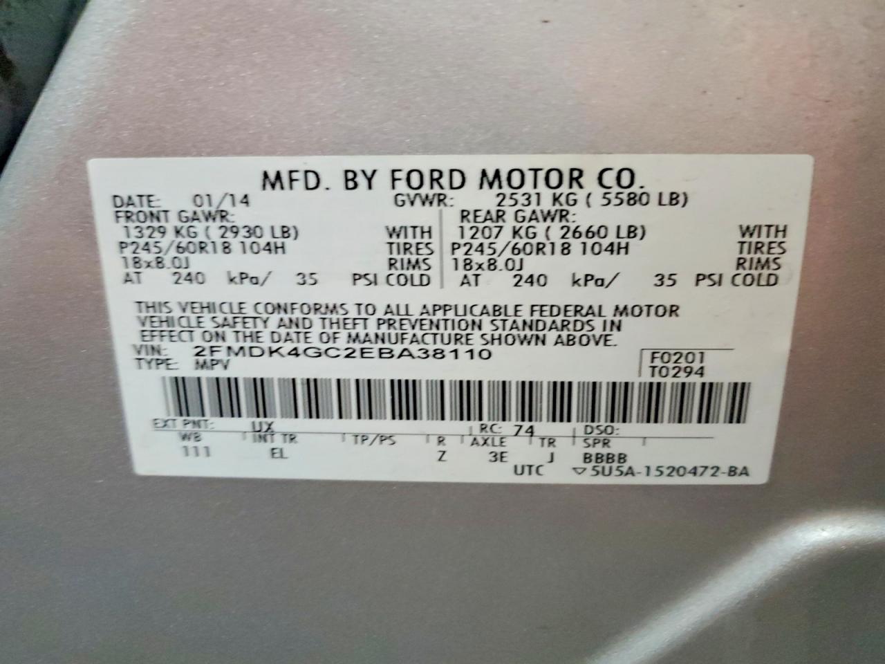 2014 FORD EDGE SE photo 14