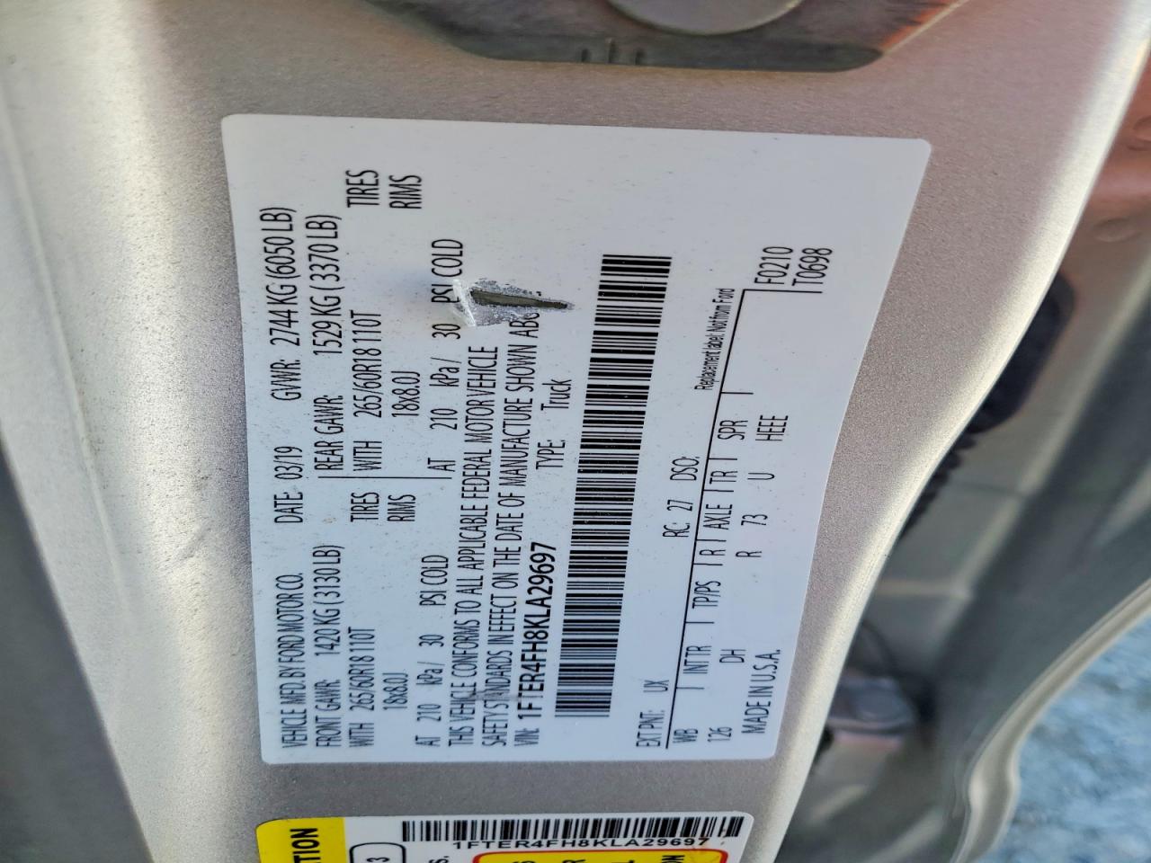 2019 FORD RANGER XL photo 13